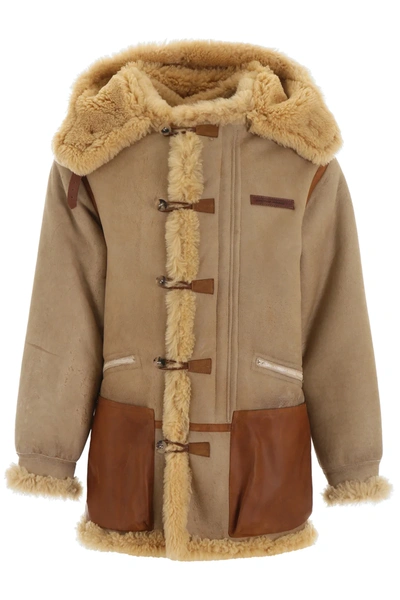 Golden Goose Toru Duffle Coat In Beige,brown