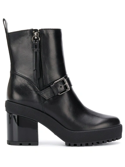 Hogan Buckled Ankle Boots In Black