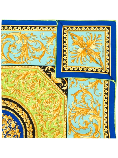 Versace Schal Mit "barocco"-print In Blue