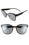 Saint Laurent Round Mirrored Metal Sunglasses In Black/silver Monogram/ Silver