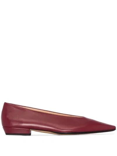 Bottega Veneta Almond Leather Ballet Flats In Red