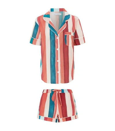 Desmond & Dempsey Medina Stripe Pyjama Shorts Set
