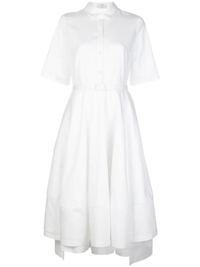 Co Poplin Flared Short-sleeve Shirtdress In White