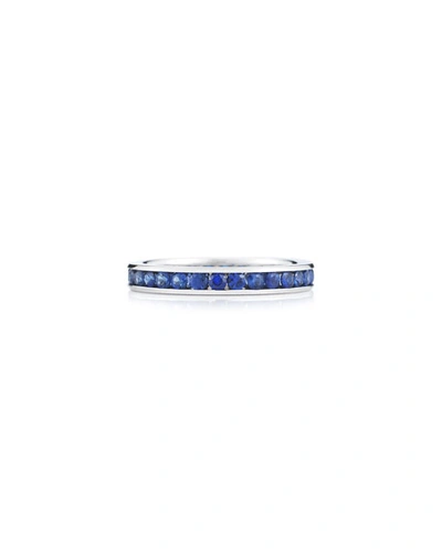 Nm Diamond Collection 18k White Gold Blue Sapphire Eternity Ring