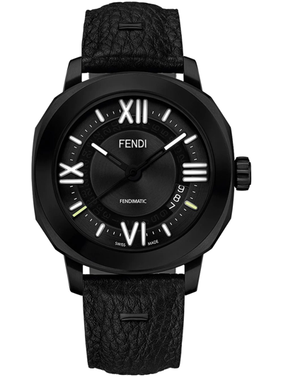 Fendi Men's Selleria Black Stainless Steel & Alligator Leather-strap Watch