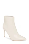 Alice And Olivia Celyn Leather Stiletto Booties In Ecru