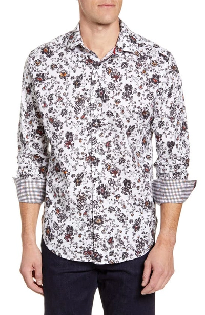 Robert Graham Men's Grey Gardens Floral Contrast-reverse Sport Shirt In White