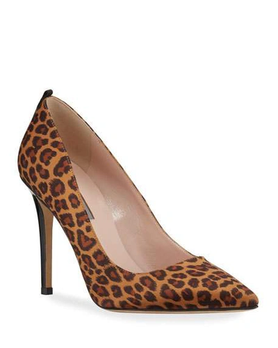 Sjp By Sarah Jessica Parker Fawn Satin Pointed-toe 100mm Pumps In Leopard