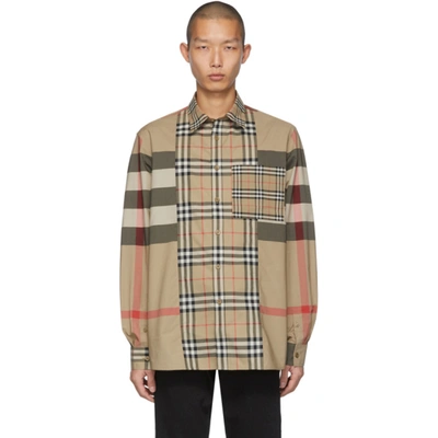 Burberry Tisdale Vintage Check Multi-pattern Shirt In Brown