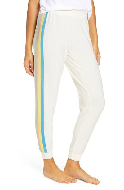Chaser Vintage Stripe Cozy Knit Lounge Jogger Pants In Powderpuff