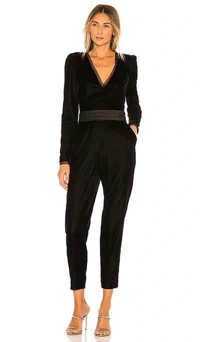 Rachel Zoe Rafaele Long Sleeve Velvet Jumpsuit In Black