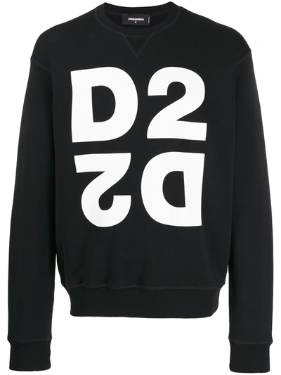 Dsquared2 D2 Square-shaped Logo Print Sweatshirt In Black