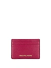 Michael Michael Kors Jet Set Leather Card Holder In Red