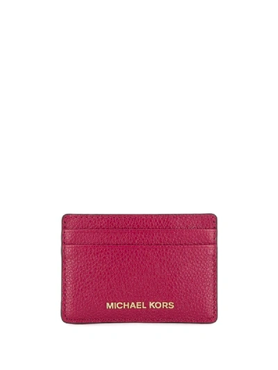 Michael Michael Kors Jet Set Leather Card Holder In Red
