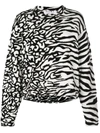 Proenza Schouler White Label Mixed Animal-print Jacquard Pullover In Black & White