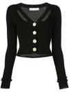 Proenza Schouler White Label Fine Gauge Rib Cropped Knit Cardigan In Black