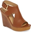 Michael Michael Kors Women's Josephine Leather Platform Wedge Sandals In Luggage Vachetta Leather