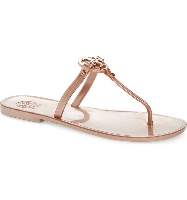 tory burch rose gold flip flops