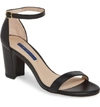 Stuart Weitzman Nearlynude Ankle Strap Sandal In Black Dress Nappa