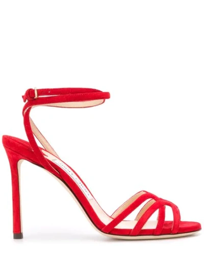 Jimmy Choo Mimi 100 Leather Sandals In Red