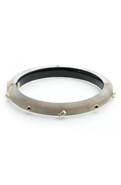 Alexis Bittar Essentials Golden Stud Hinge Bangle In Warm Grey