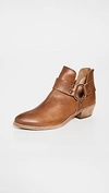 Frye Ray Harness Back Zip Booties In Caramel Leather
