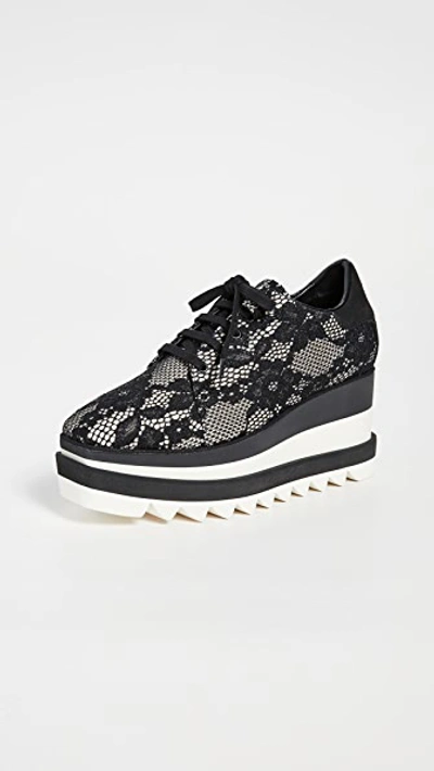 Stella Mccartney Sneak-elyse Lace Platform Wedge Sneakers In Black