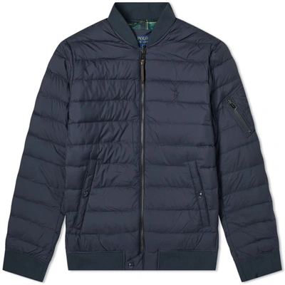 Polo Ralph Lauren Down Filled Bomber Jacket In Blue