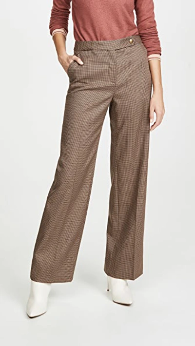 Coach Check Trousers In Brown - Size 10