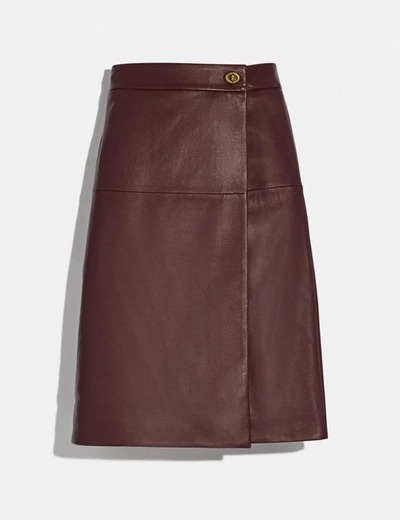 Coach Leather Skirt With Turnlock - Women's In Cranberry