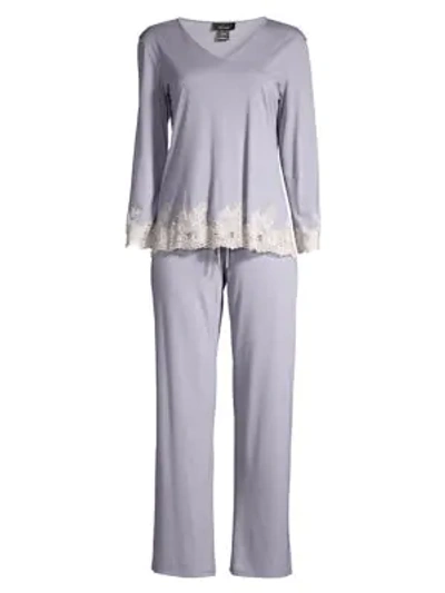 Natori Luxe Shangri La Two-piece Pajama Set In Blue Granite