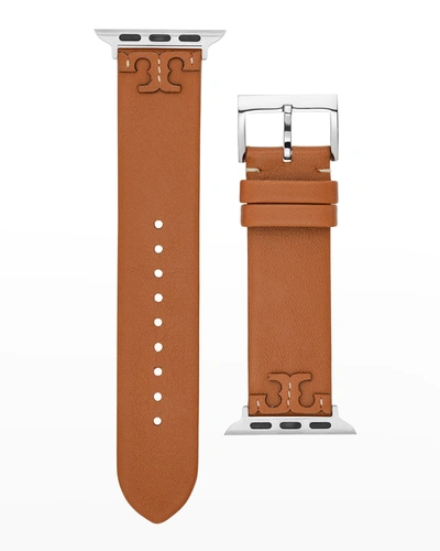Tory Burch Women's Mcgraw Luggage Band For Apple Watch Leather Strap 38mm/40mm In Brown