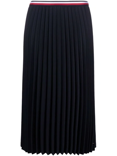 Tommy Hilfiger Ladies Crepe Pleated Midi Skirt In Blue