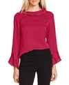 Vince Camuto Collared Flutter-cuff Top In Magenta