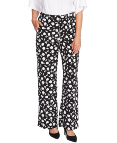 Vince Camuto Floral Shadows Printed Wide-leg Pants In Rich Black