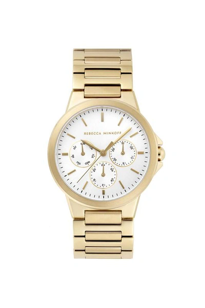 Rebecca Minkoff Womens Cali Gold Tone Stainless Steel Bracelet Watch 36mm In Silver