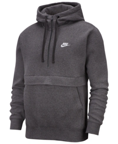 Nike Men's Club Fleece Colorblocked Half-zip Hoodie In Charcoal Heather