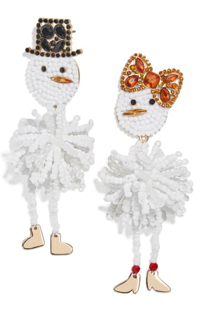 Baublebar Snowman Couple Mismatched Drop Earrings In White