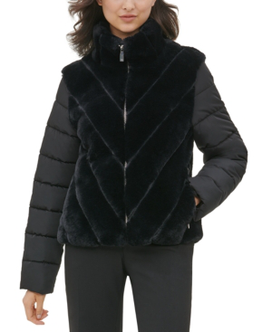 calvin klein faux fur puffer jacket