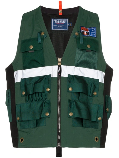 Polo Ralph Lauren Multi-pocket Logo Gilet In Green