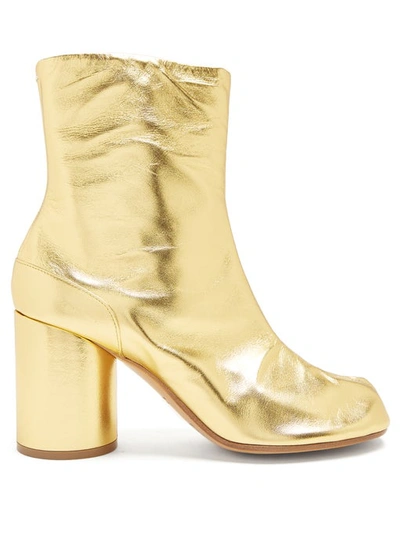 Maison Margiela Tabi Split-toe Leather Ankle Boots In Gold