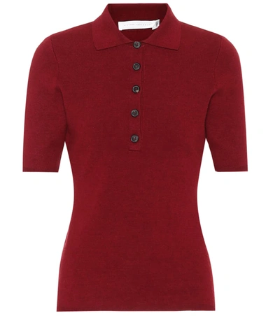 Victoria Beckham Slub Signature Polo Shirt In Red
