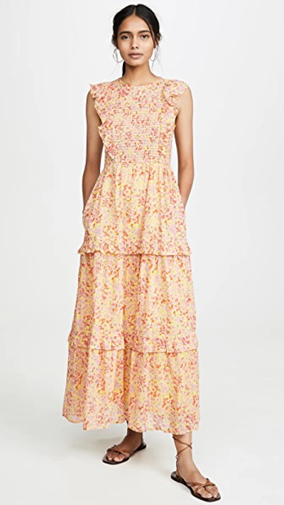 Banjanan Iris Dress In Clover Field Yellow