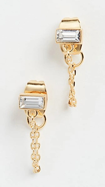 Gorjana Desi Chain Huggies In White Crystal