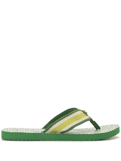 Tory Burch Gemini Link Thin Flip-flops In Green