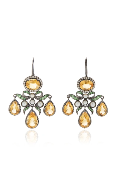 Holly Dyment Medora Girandole 14k White Gold And Multi-stone Earrings In Yellow