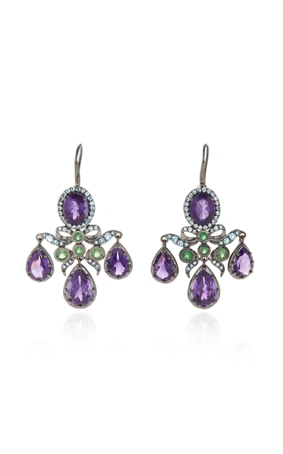 Holly Dyment Women's Medora Girandole 14k White Gold And Multi-stone Earrings In Purple