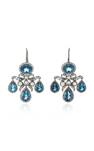 Holly Dyment Women's Medora Girandole 14k White Gold; Topaz And Pearl Earrings In Blue