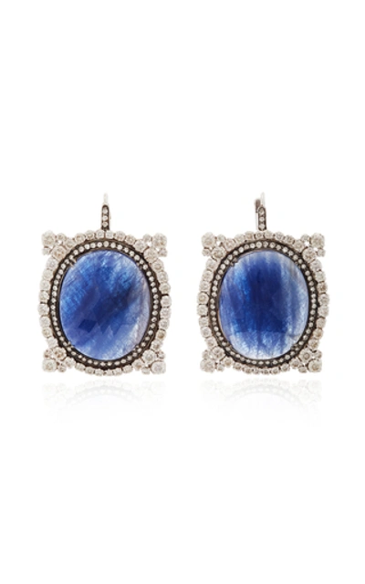 Amrapali 18k White Gold, Sapphire And Diamond Earrings In Blue