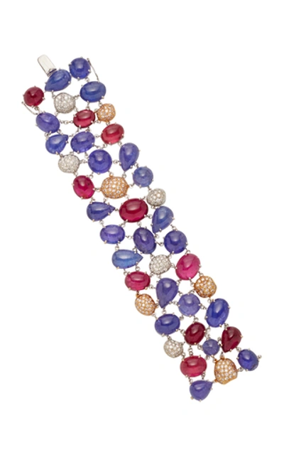 Amrapali 18k Gold, Multicolored Sapphire, Tanzanite And Diamond Bracelet
